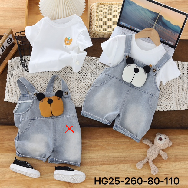 华-【25-260可爱小熊】背带裤套装