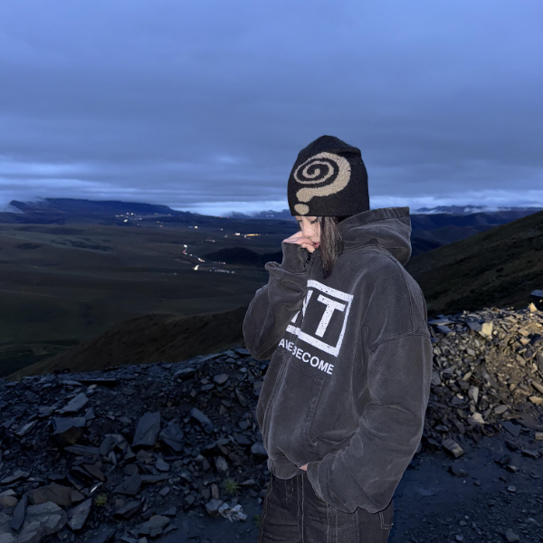 VULCAN小众设计透气情侣百搭问号显脸小针织毛线包头绒线帽秋冬