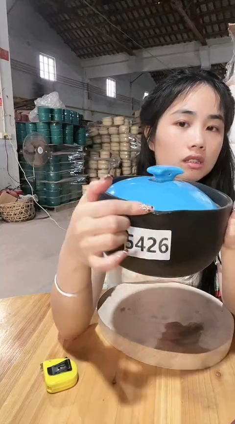 陶5426大瑕疵黑色手把奶锅带盖打磨孤品