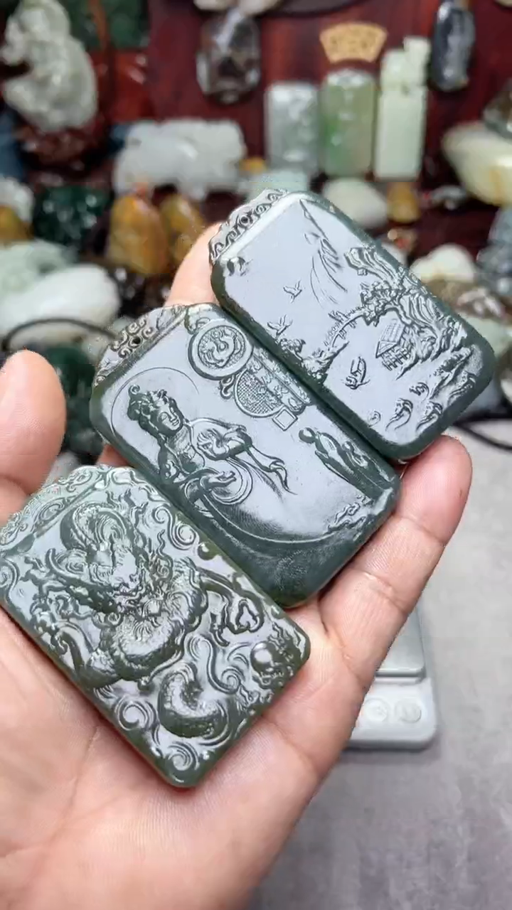 和田玉未镶嵌挂件3