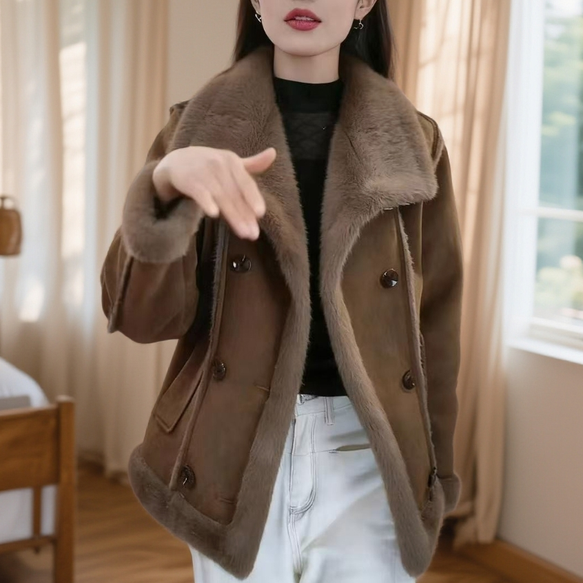 冬季短款翻领外套女冬季女休闲保暖短外套女士宽松上衣气质百搭女