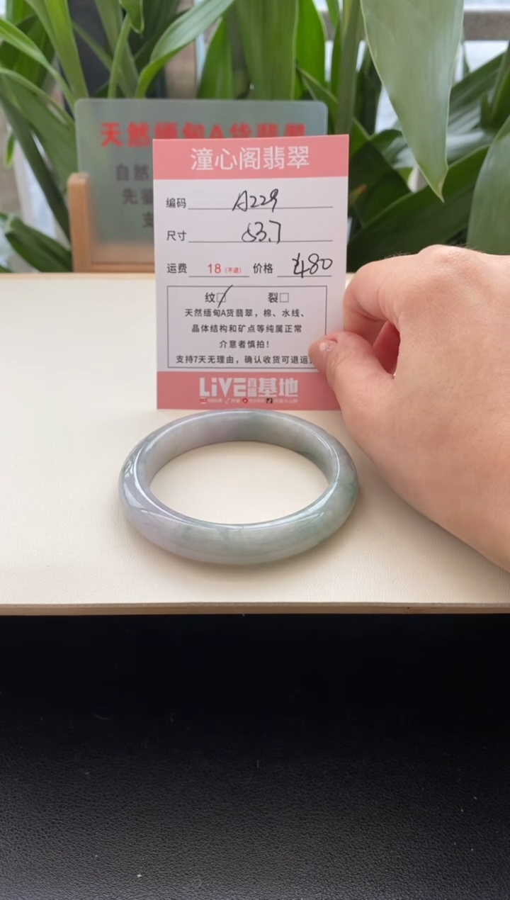 未镶嵌手镯翡翠53圈口编码a229