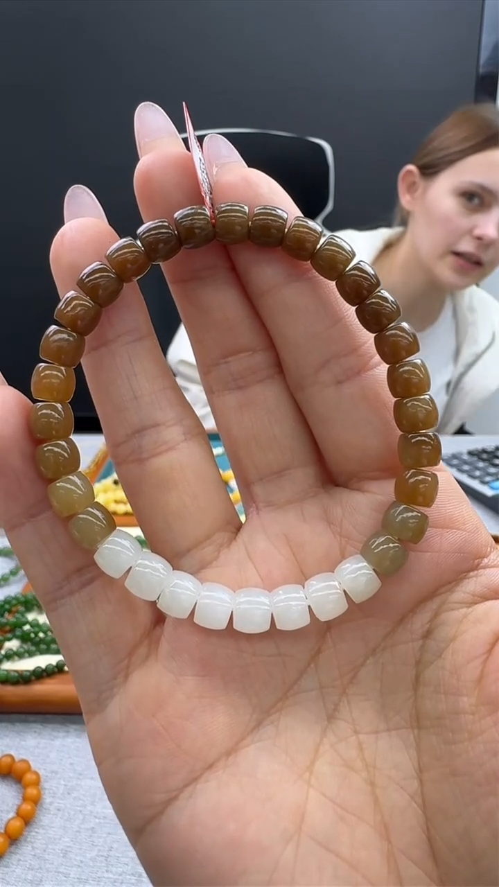 【闪购商品】和田玉（糖玉）手链未镶嵌55秒拍号