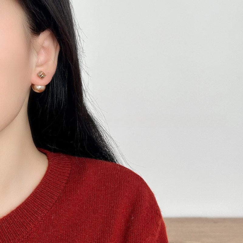 铜合金仿珍珠耳饰 QIAN XI S925银针 美拉德两戴高级感秋冬气耳圈