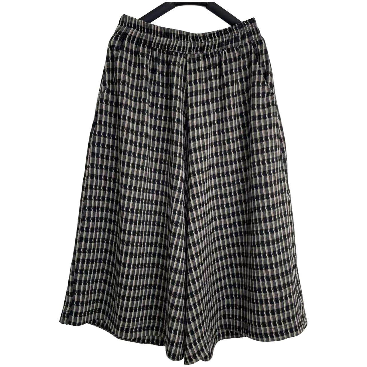 恬小霓（玲玲姐精选）6622/黑白格纹/松紧腰/大脚裤/时尚休闲百搭