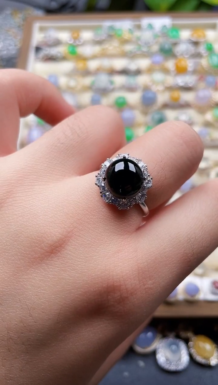 银S925镶嵌戒指翡翠28