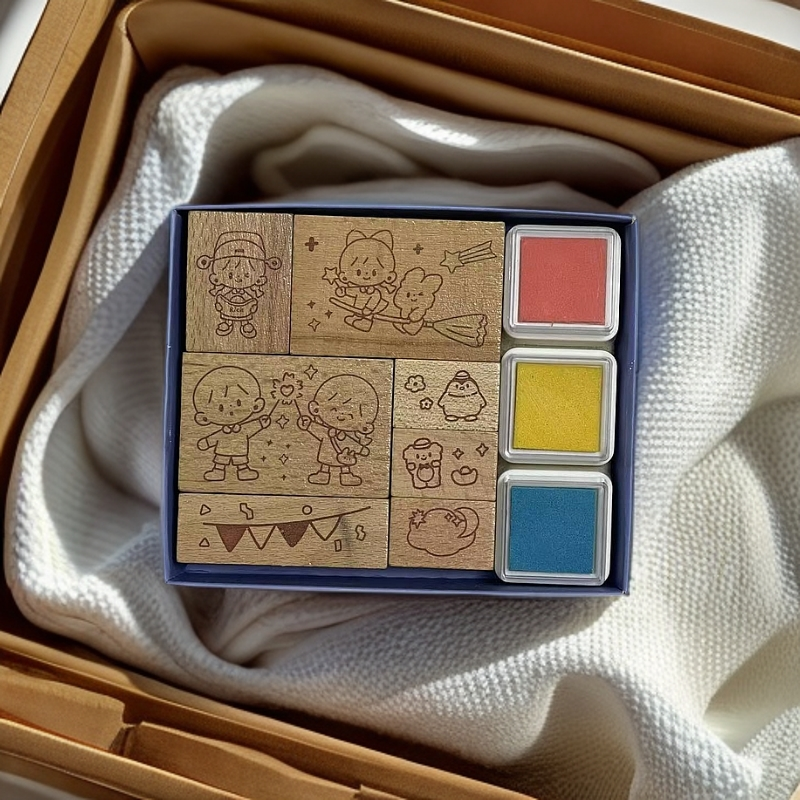 儿童印章儿童木质印章卡通新年款