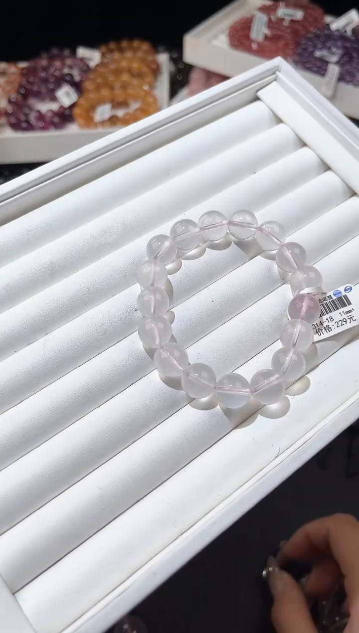 【闪购商品】水晶手链未镶嵌多样性发一莫粉11mm