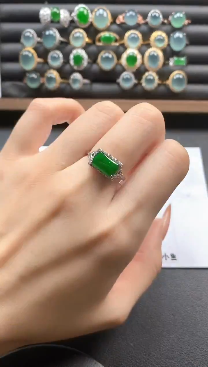 银S925镶嵌戒指翡翠51511