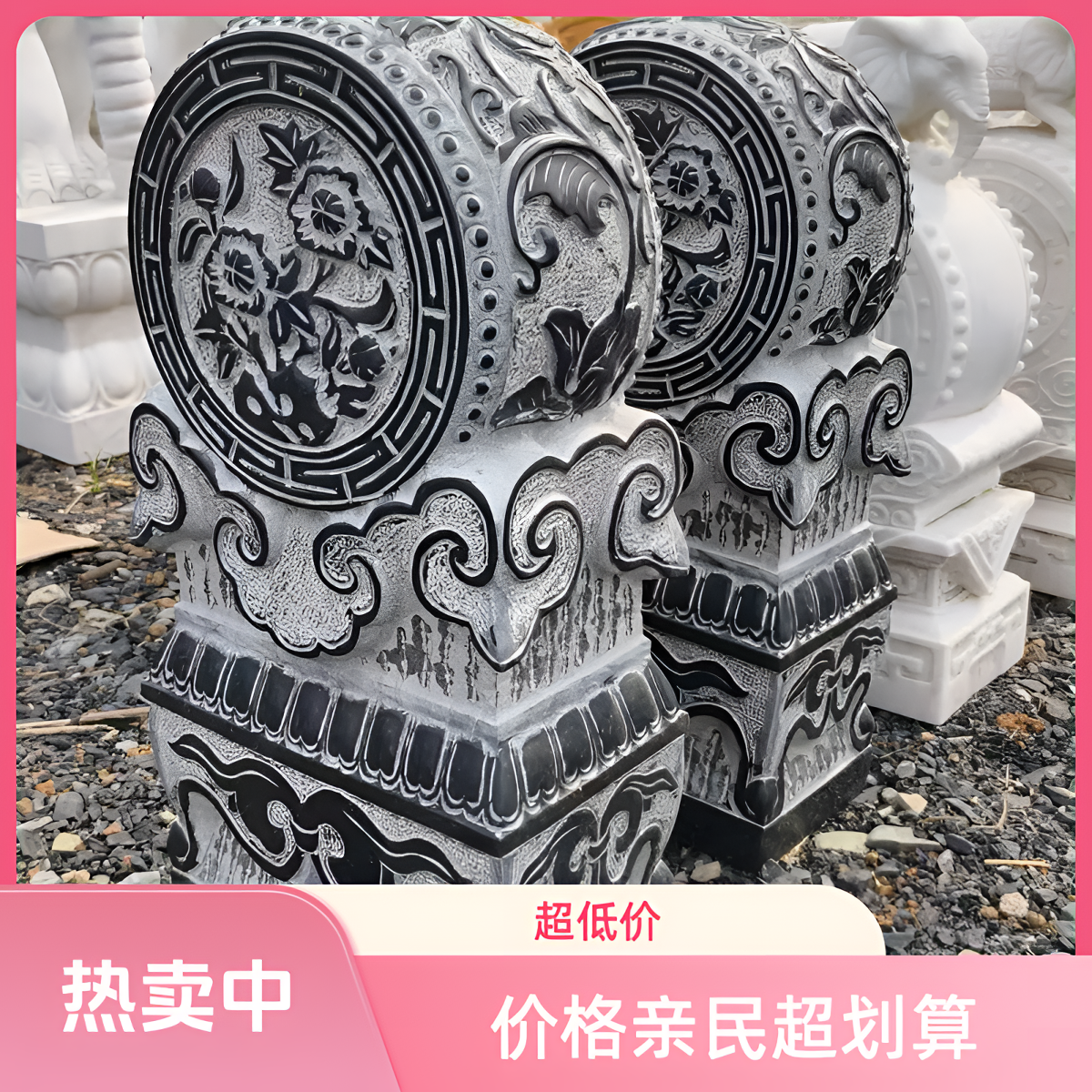 天然青石石雕门墩家用别墅门口前石鼓抱鼓石摆件