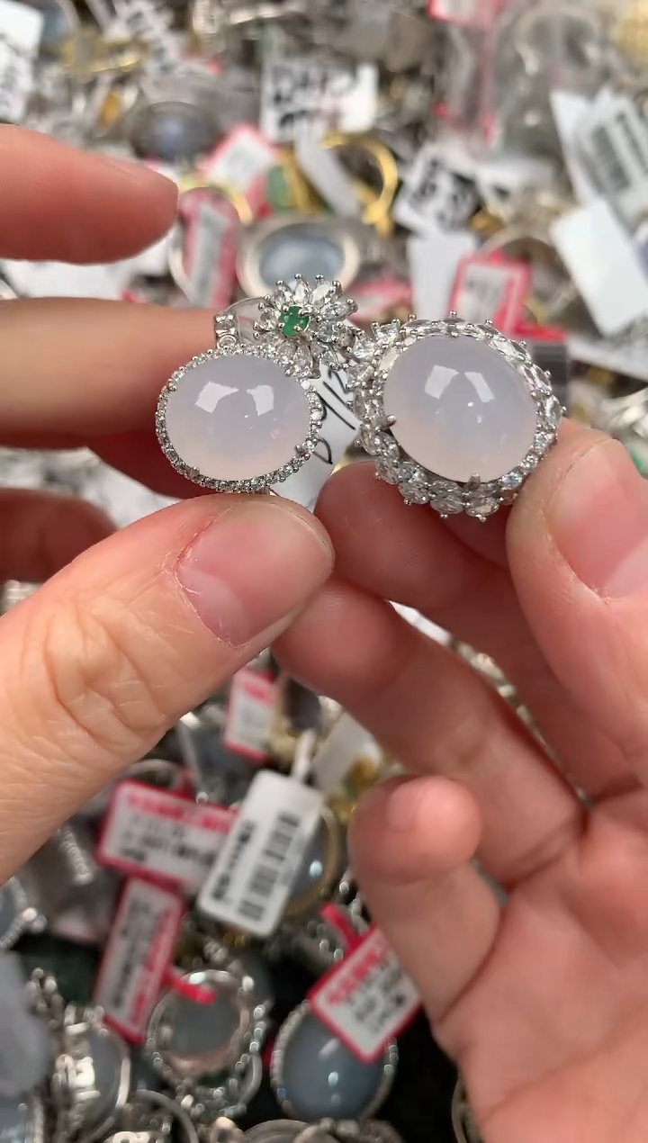 银S925镶嵌戒指翡翠555               1