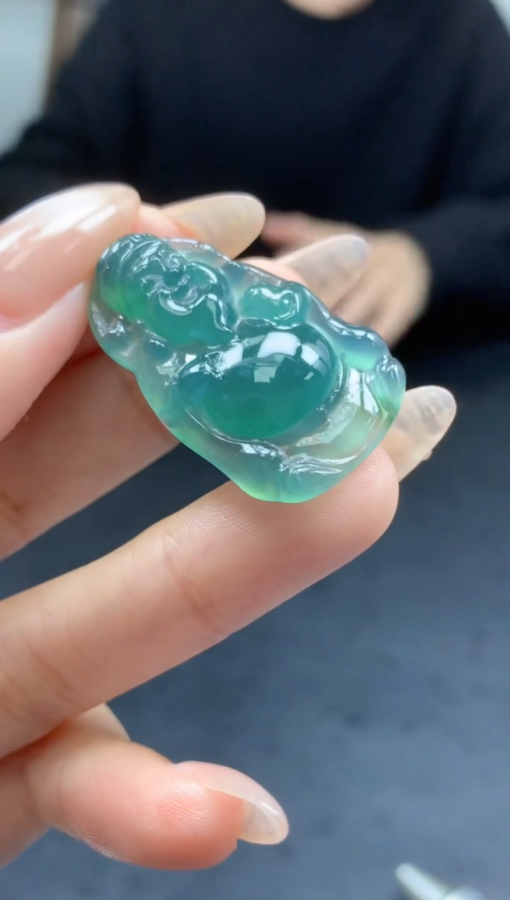 【闪购商品】定制翡翠未镶嵌009ee-毛货财神30赠金扣