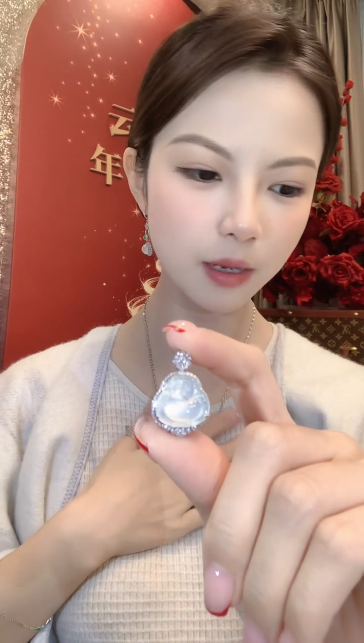 吊坠(不含链)18K金镶嵌翡翠A63