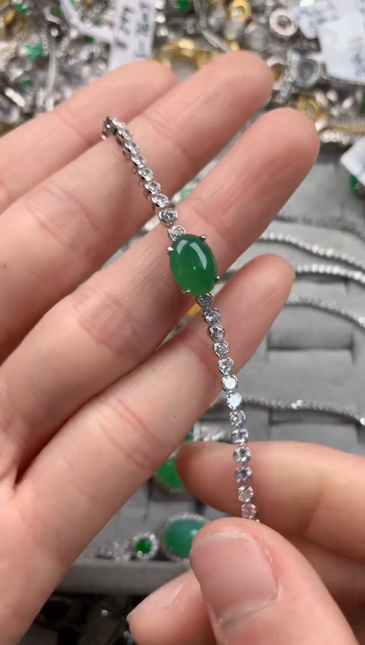 银S925镶嵌戒指翡翠222   3