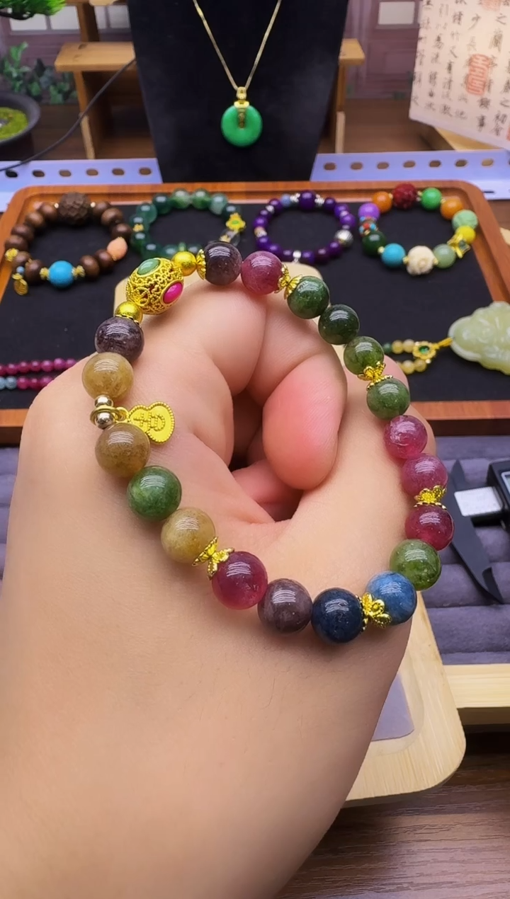 手链14K金镶嵌碧玺S567