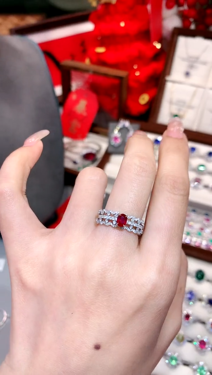 【闪购商品】红宝石戒指18K金镶嵌0.48ct/天然宝石/七天无理由