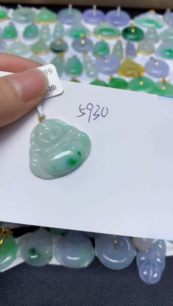 【闪购商品】翡翠挂件18K金镶嵌天然翡翠A货