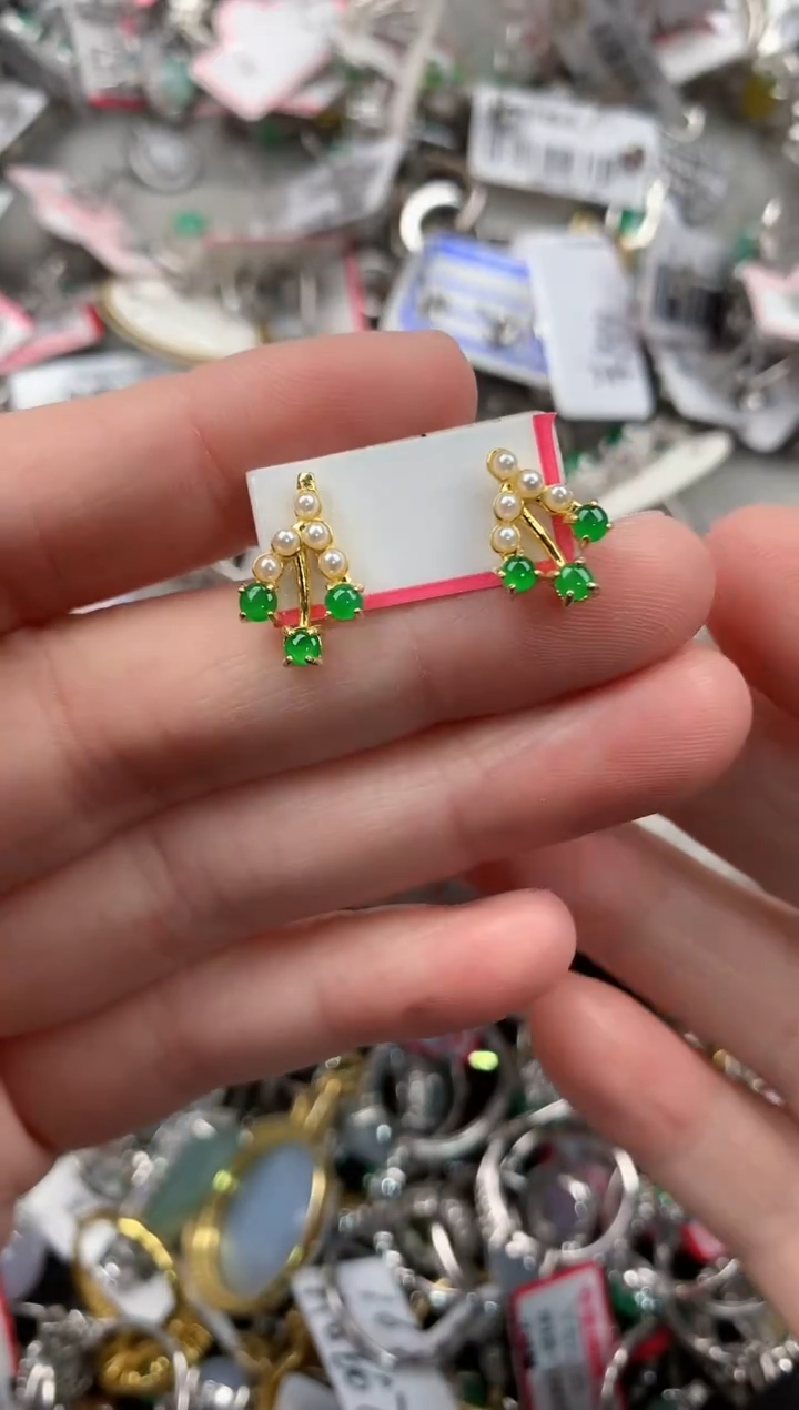 银S925镶嵌戒指翡翠12  5