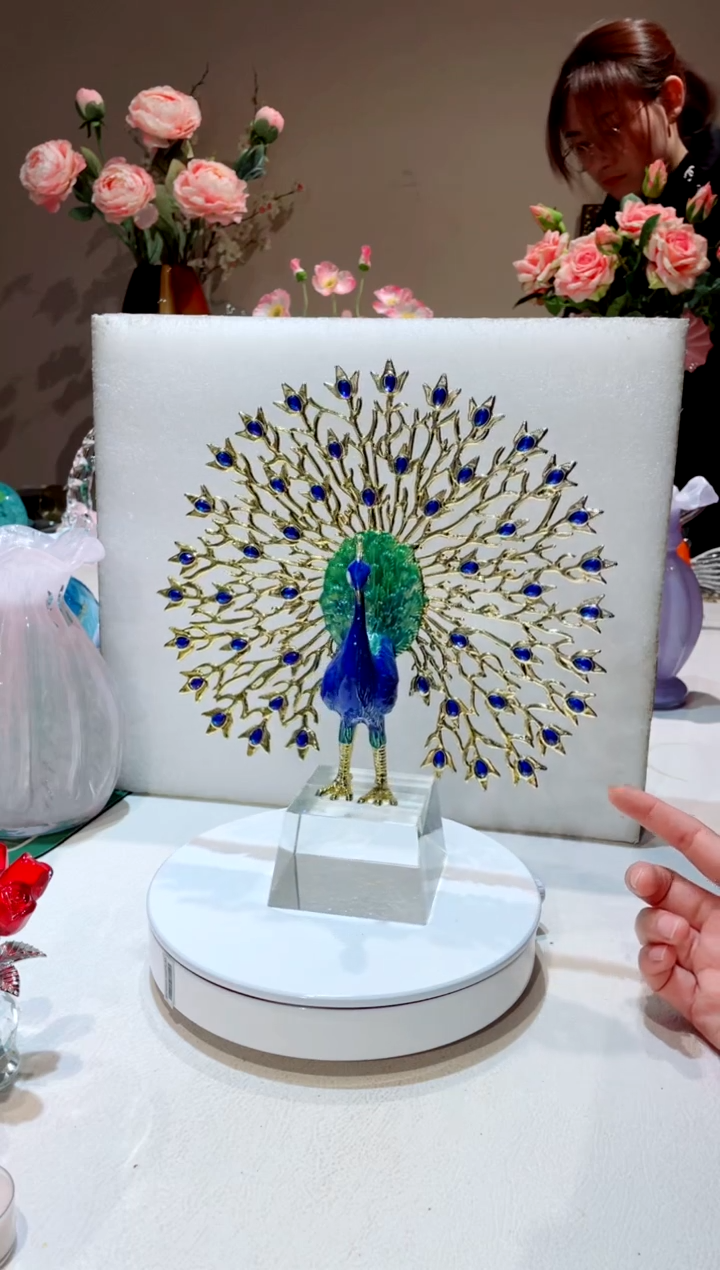 【闪购商品】琉璃手工艺品孔雀摆件  