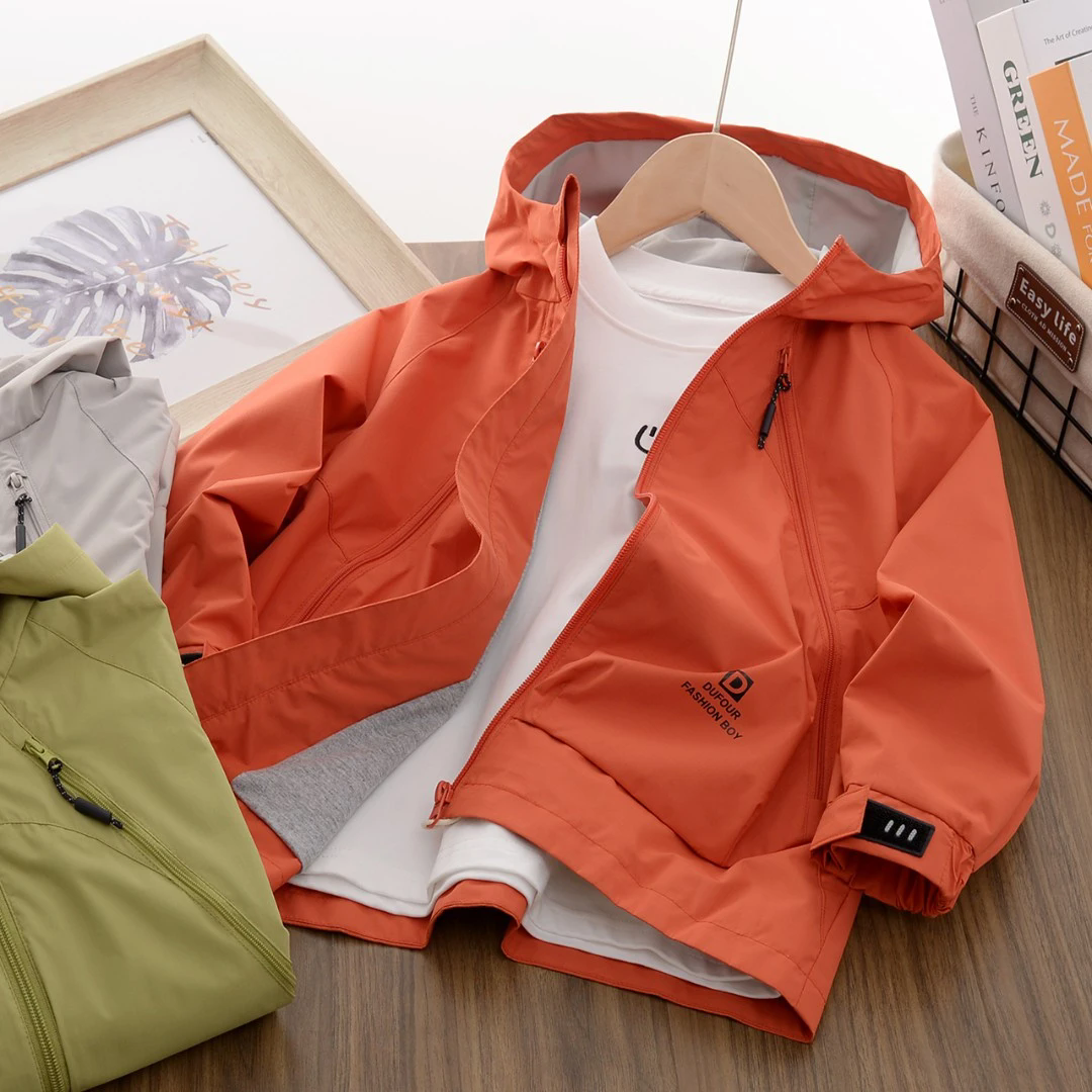 【反季清】叮叮家童装春季新款儿童防风外套男童冲锋衣宽松斜