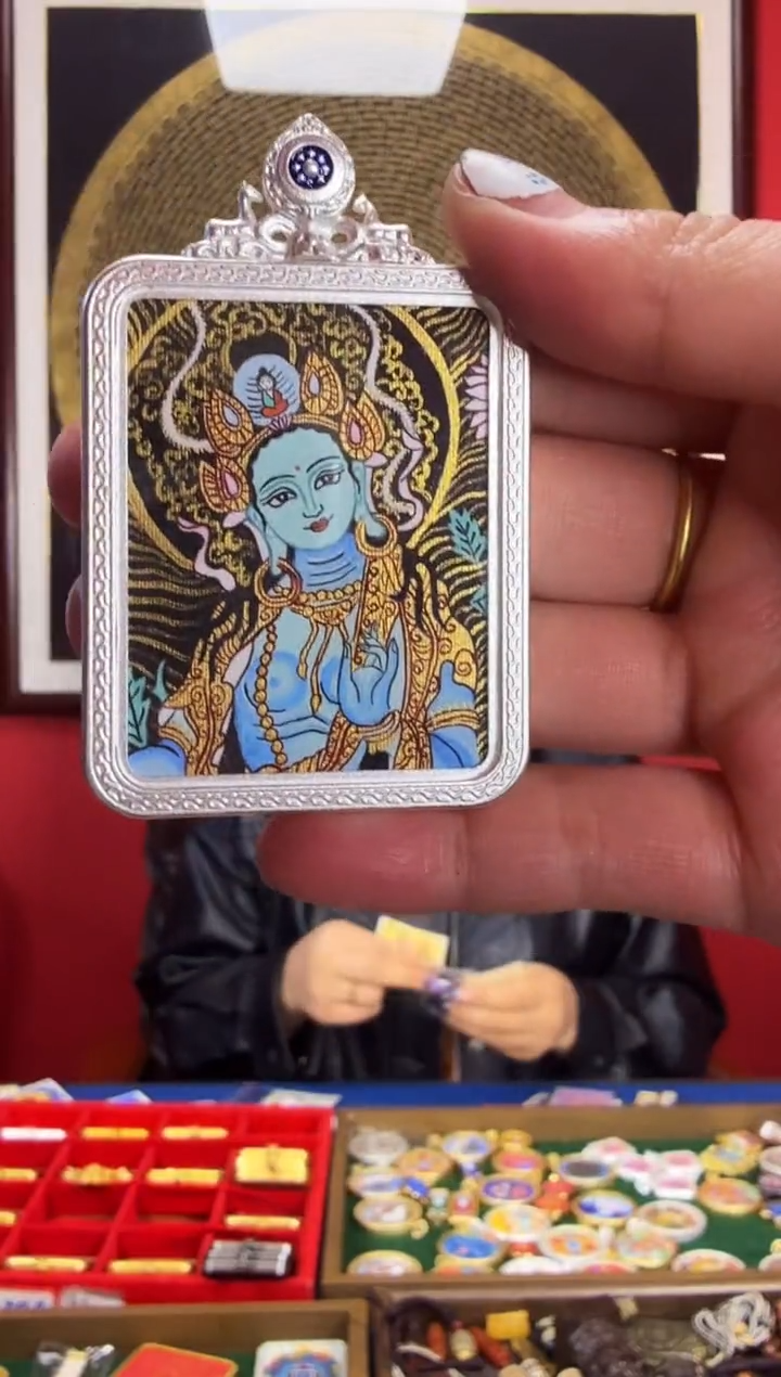 吊坠绿妈妈-热贡纯手绘唐卡