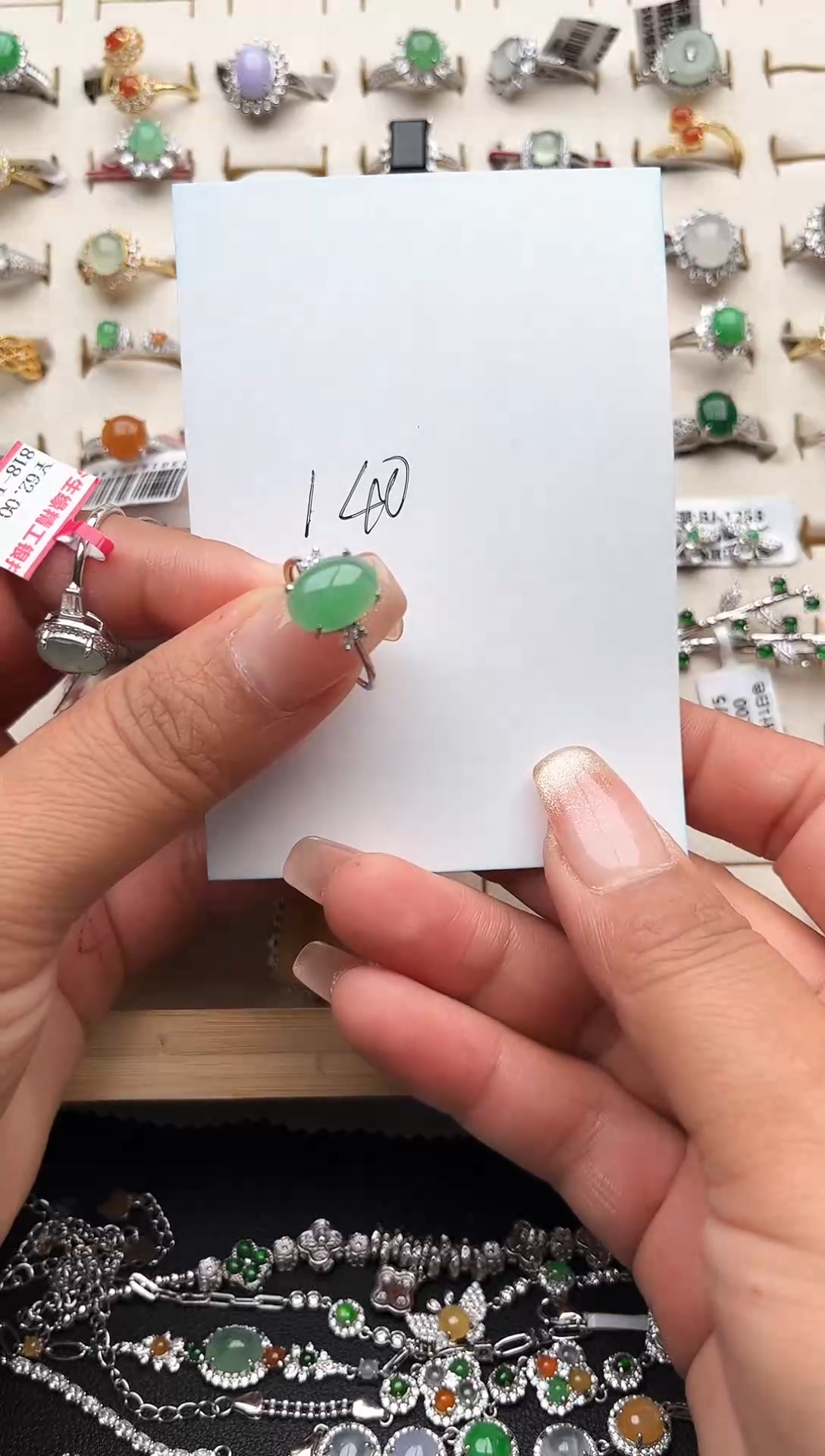 【闪购商品】翡翠戒指银S925镶嵌缅甸天然A货翡翠S925银镶嵌