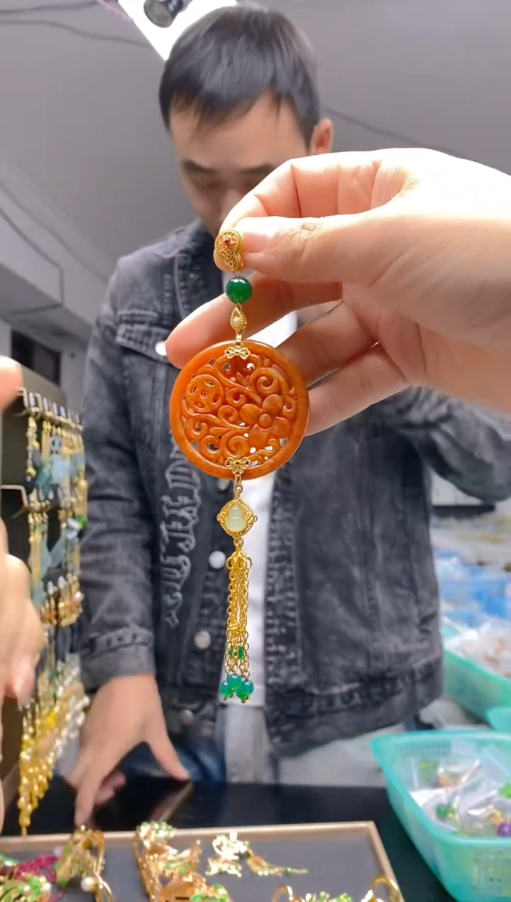 【闪购商品】翡翠耳饰合金0188翡翠压襟