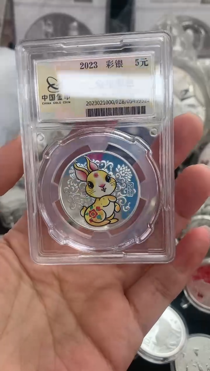 纯银2023年15克封装彩银兔