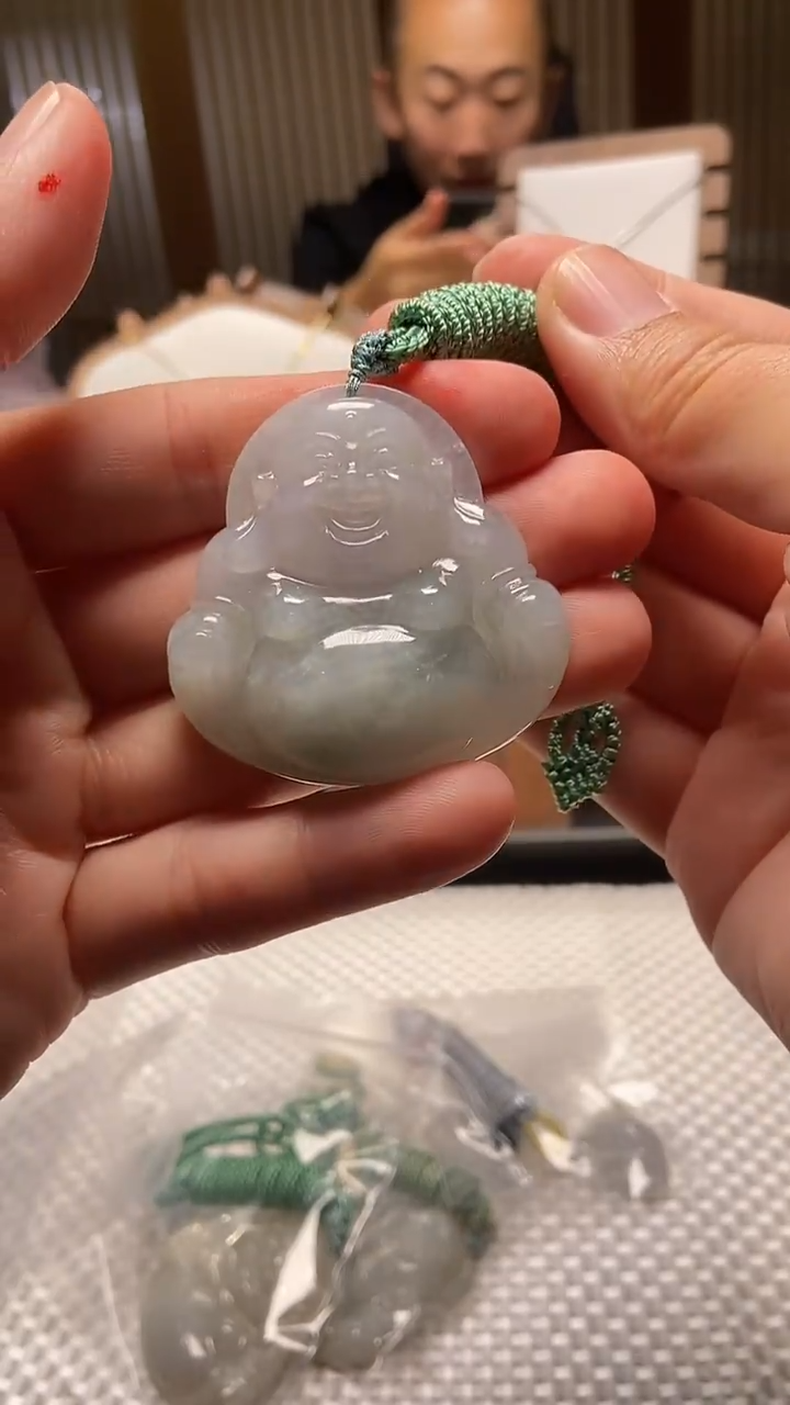 吊坠(不含链)未镶嵌翡翠佛公翡翠挂件，宽49.3高49厚12.3