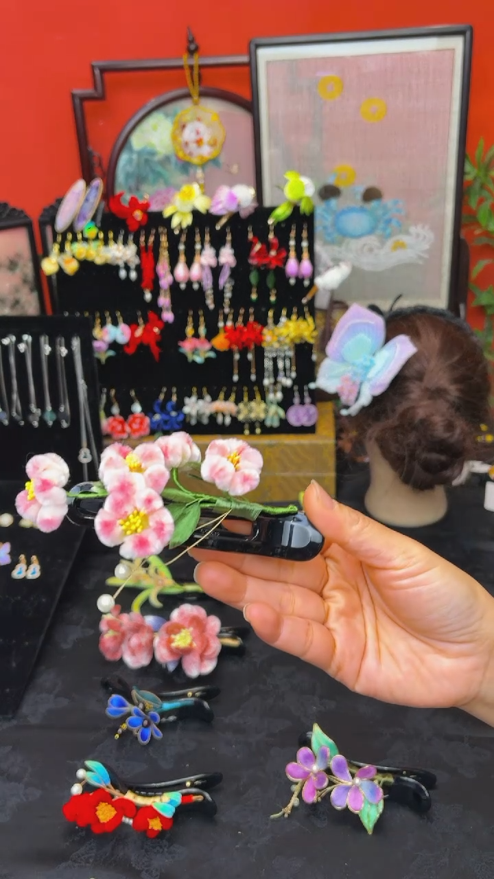 刺绣C****.非遗手工绒花饰品