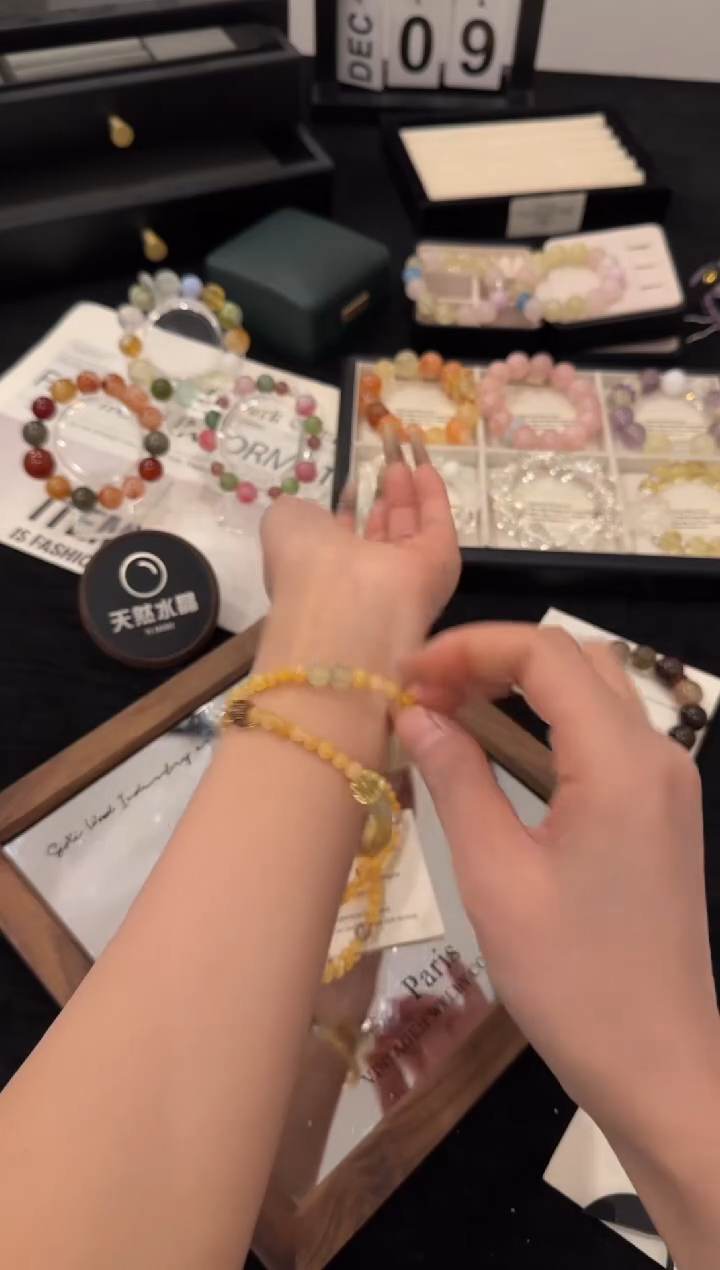 未镶嵌手链水晶黄胶花双圈x3240