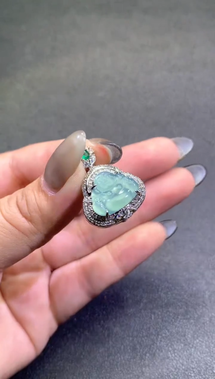 【闪购商品】翡翠挂件未镶嵌佛公-9