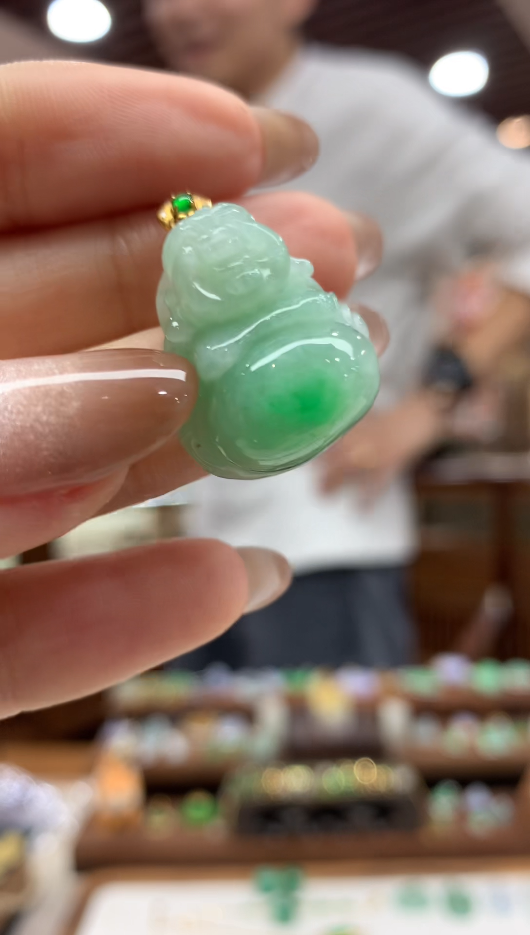 【闪购商品】翡翠吊坠(不含链)18K金镶嵌佛公