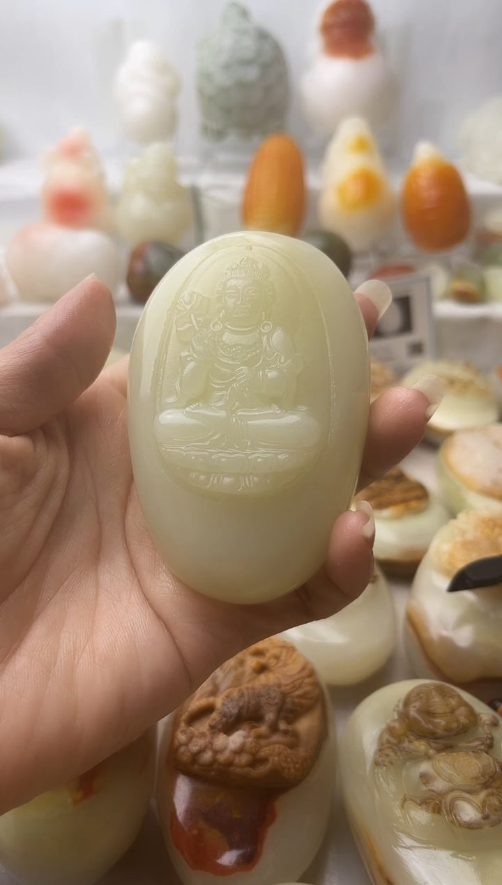 石材方解石手把件不退换大势至