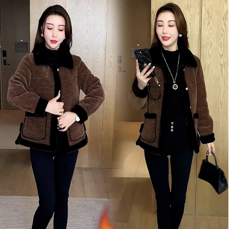 加绒毛呢外套女2025冬季新款洋气质小个子保暖呢子大衣潮流装