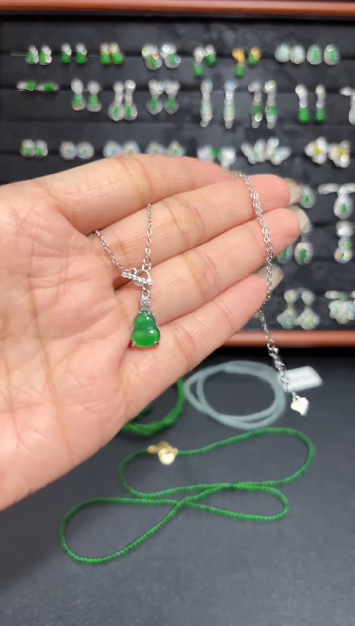 【闪购商品】翡翠颈饰银S925镶嵌葫芦/支持复检/一件