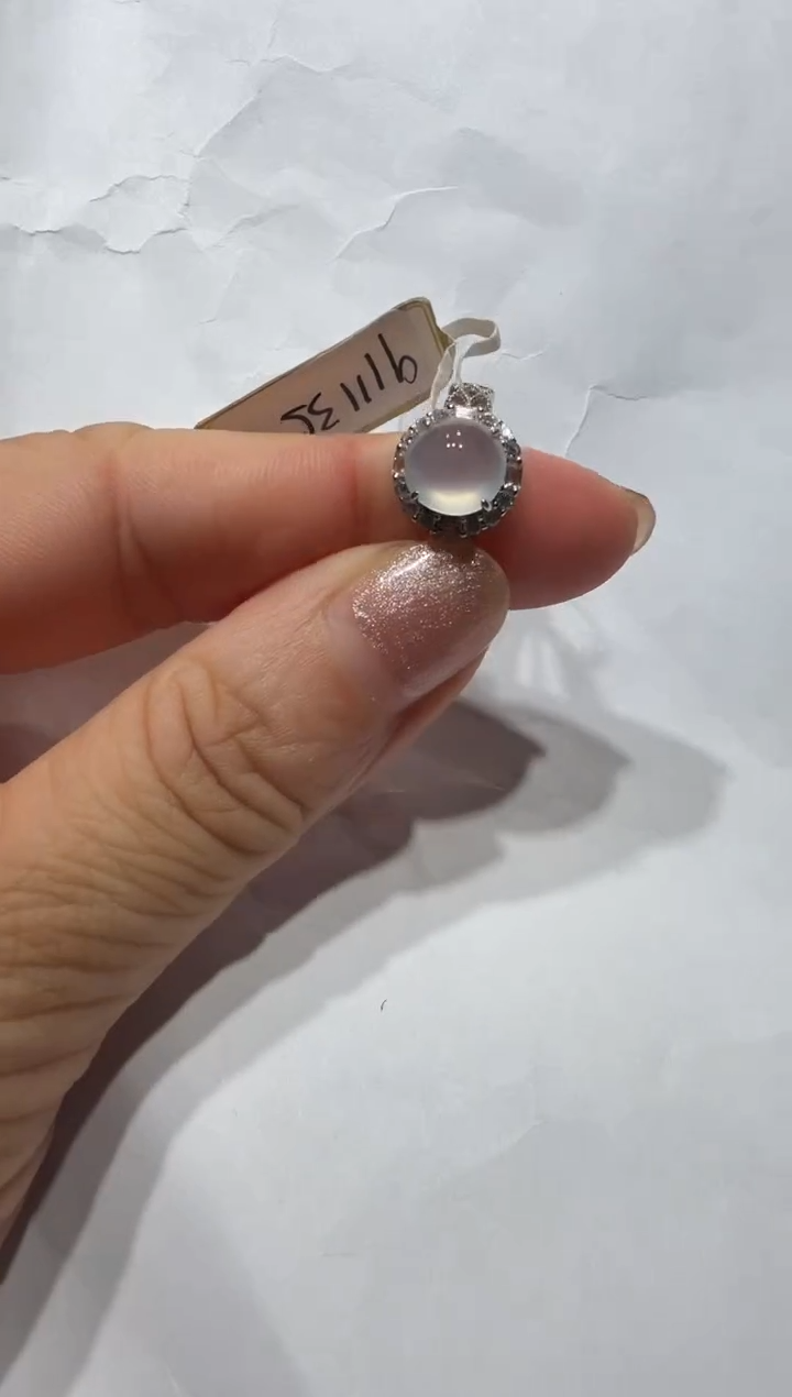 银S925镶嵌戒指翡翠925银镶缅甸A货翡翠戒指