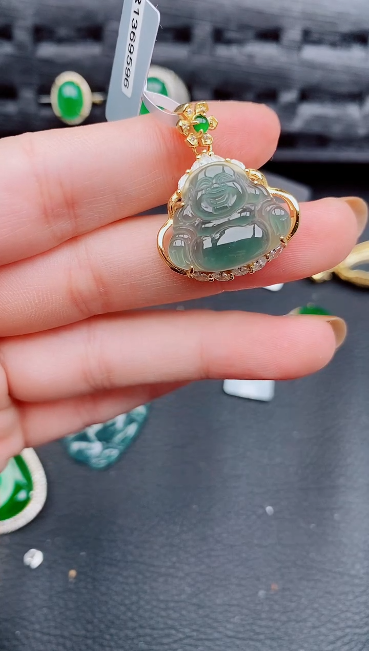 【闪购商品】翡翠颈饰银S925镶嵌天然a货翡翠813