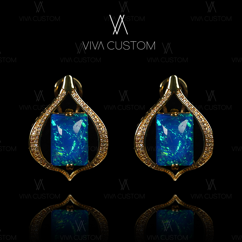 铜合金合成锆石耳饰 （精工系列）百搭大气轻奢设计孔雀耳拍