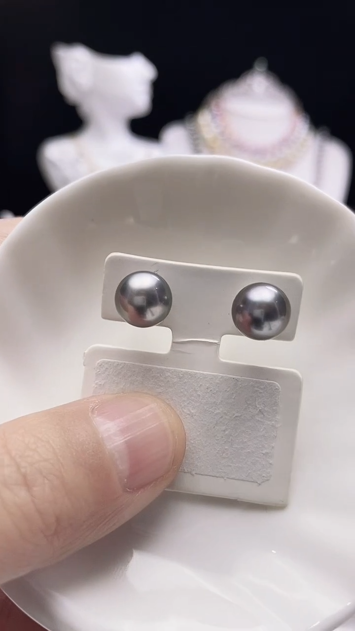 【闪购商品】海水珍珠耳钉银S925镶嵌大溪地珍珠耳钉