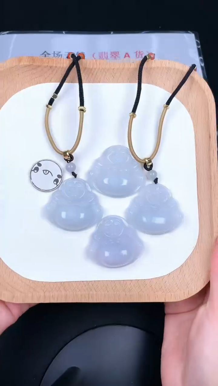 翡翠未镶嵌颈饰LC006翡翠白月光中佛+送同款绳子（多样性发其一）