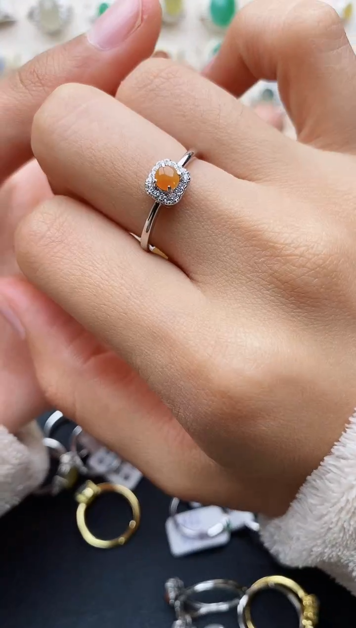 【闪购商品】翡翠戒指银S925镶嵌缅甸翡翠