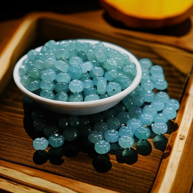 批发散珠w2243高冰蓝水五瓣花8mm*10颗