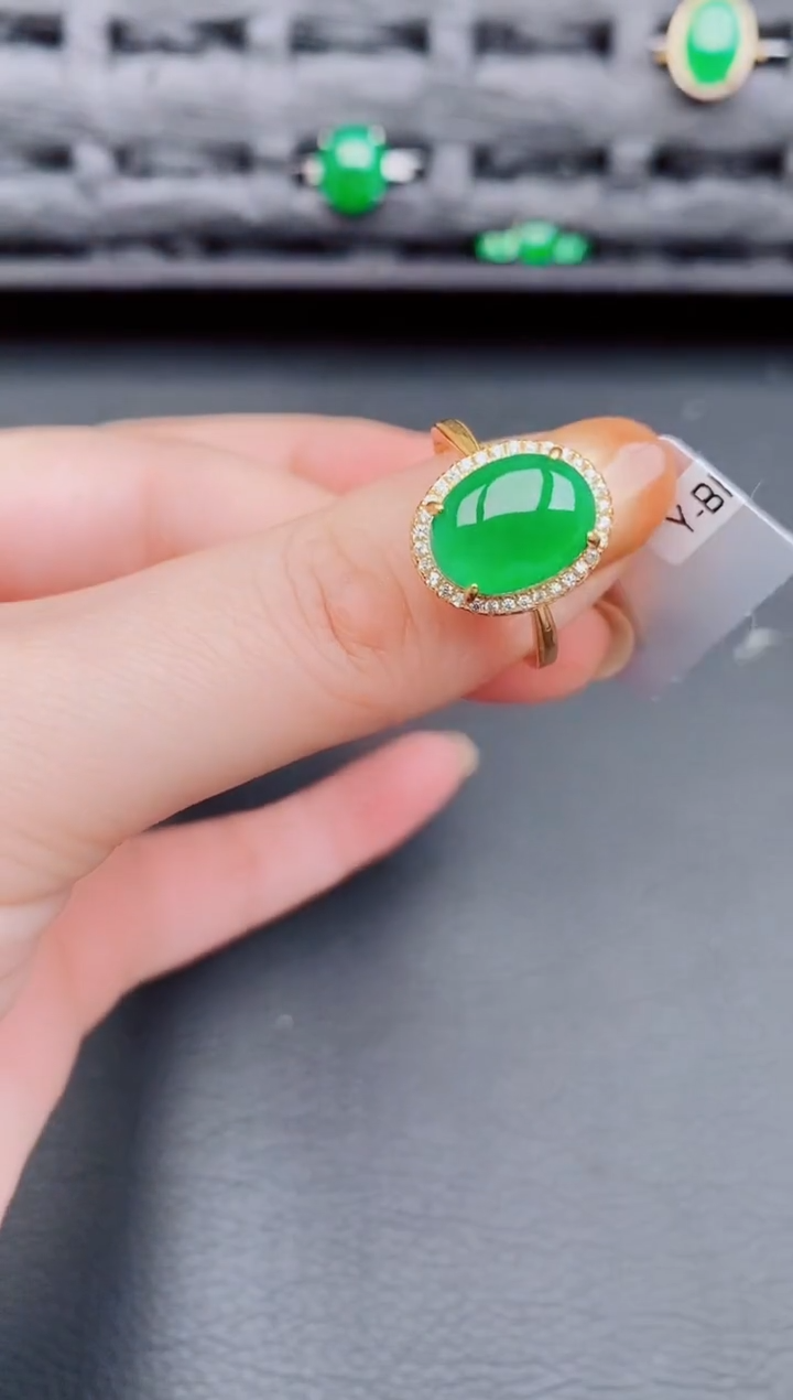 【闪购商品】翡翠戒指银S925镶嵌天然A货翡翠223