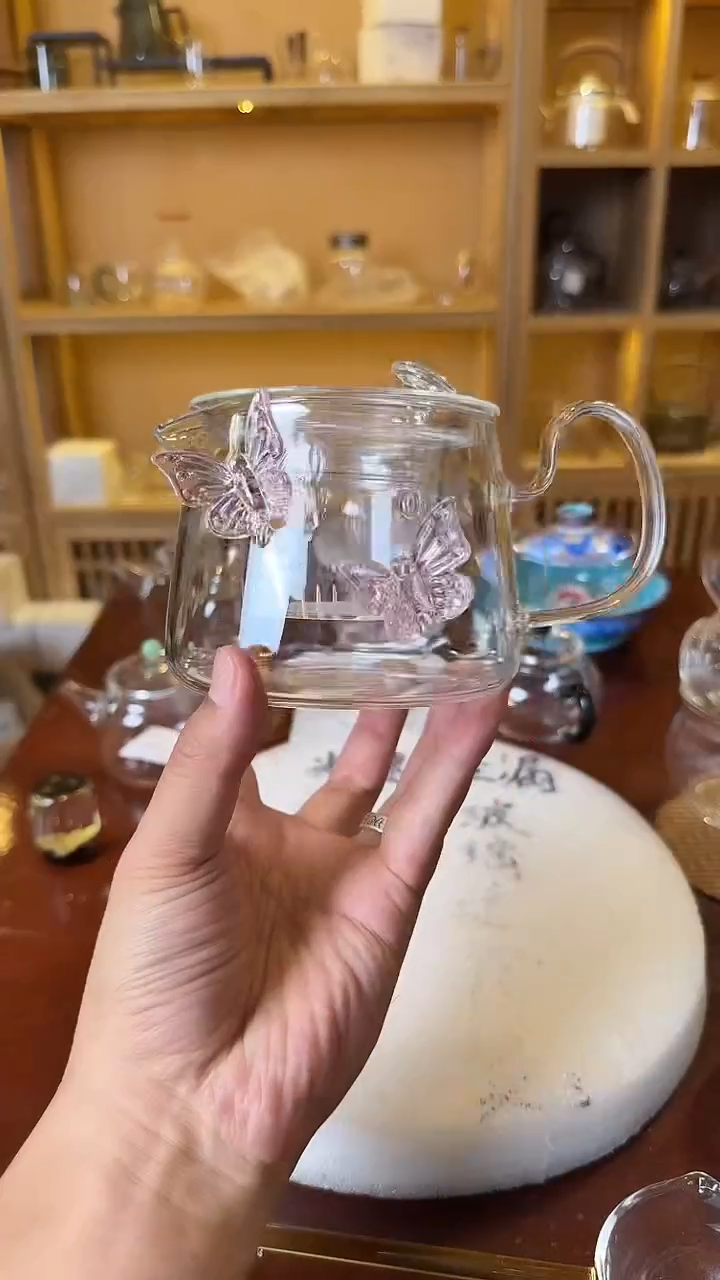 茶杯紫砂蝴蝶亮彩壶