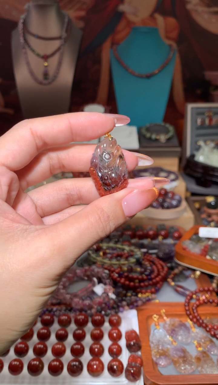 未镶嵌珠宝半成品水晶红极光凤九