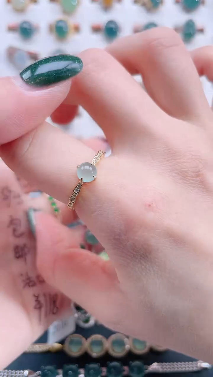 银S925镶嵌戒指翡翠天然翡翠