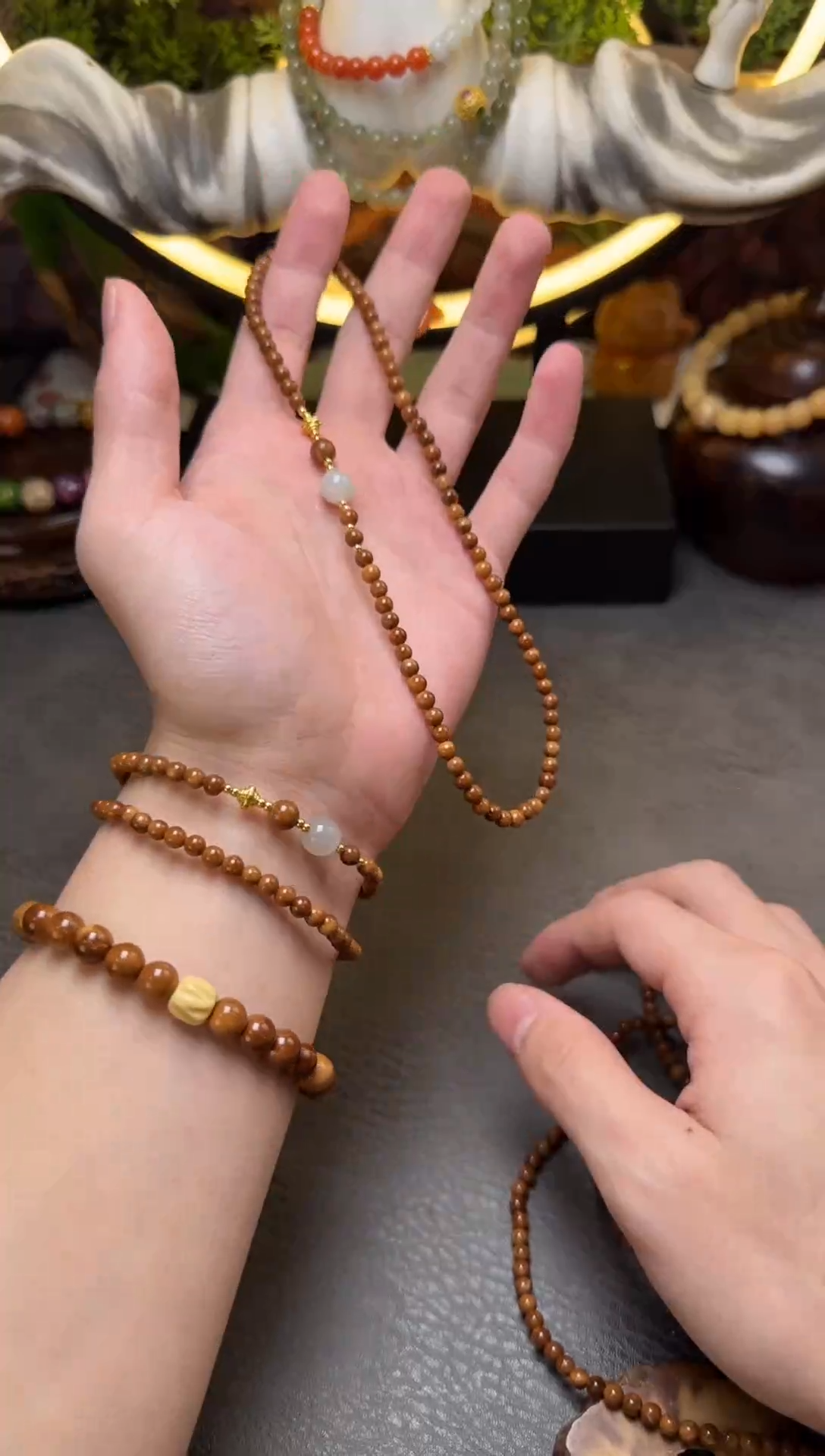 手串库克未镶嵌库克小而精和田圆珠双圈