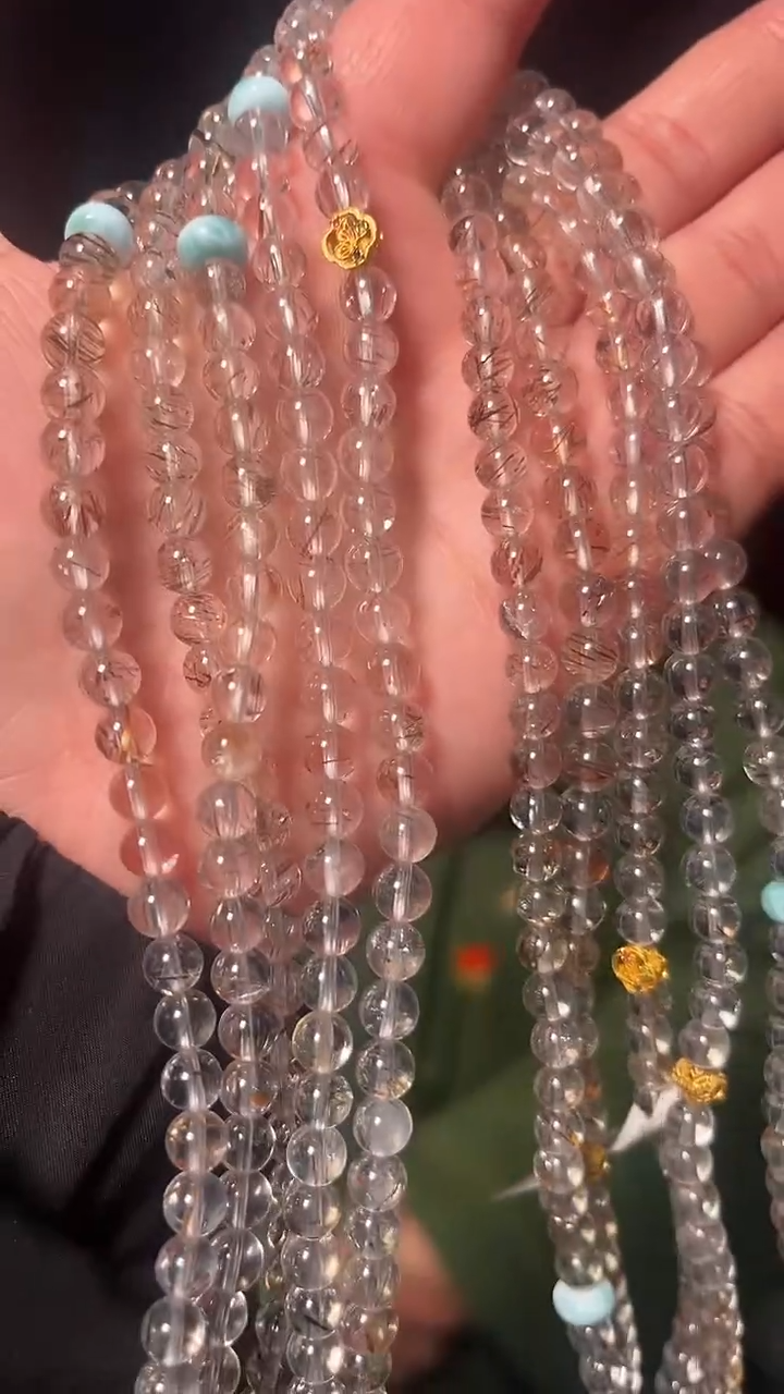 【闪购商品】水晶手链未镶嵌天然黑金超多圈手串多样性发一6mm