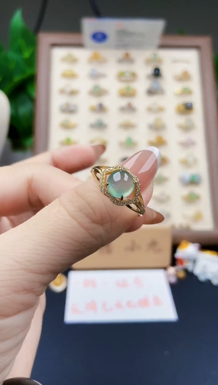 银S925镶嵌戒指翡翠12